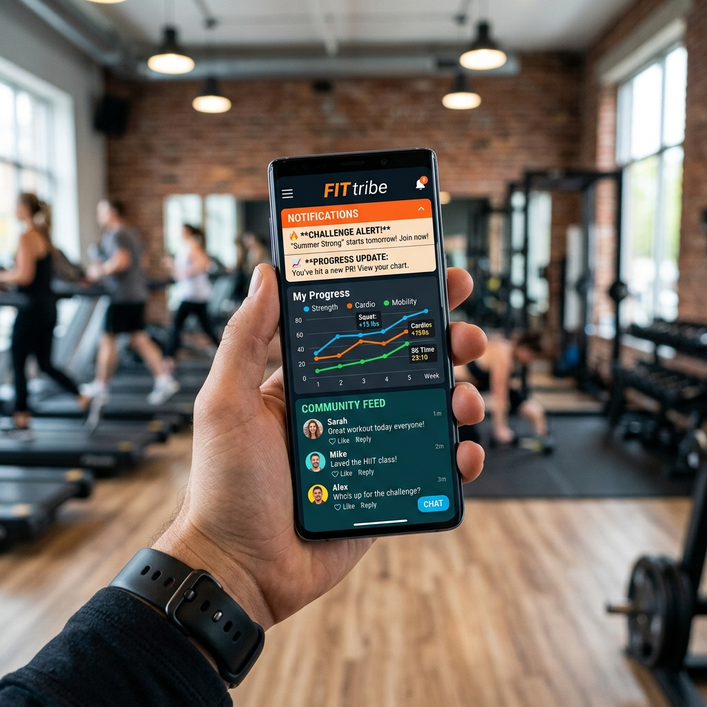 Member Engagement App - Keep your community active with push notifications, chat, challenges, and progress tracking.